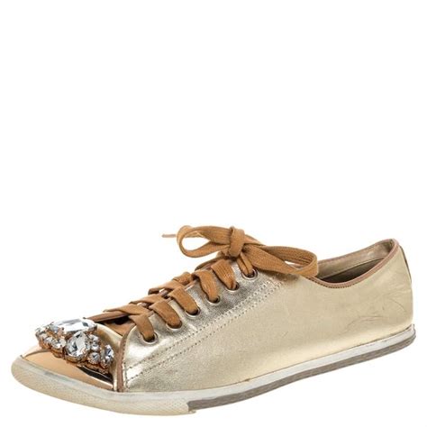 miu miu embellished cap toe leather platform sneakers|miu mi u sneakers.